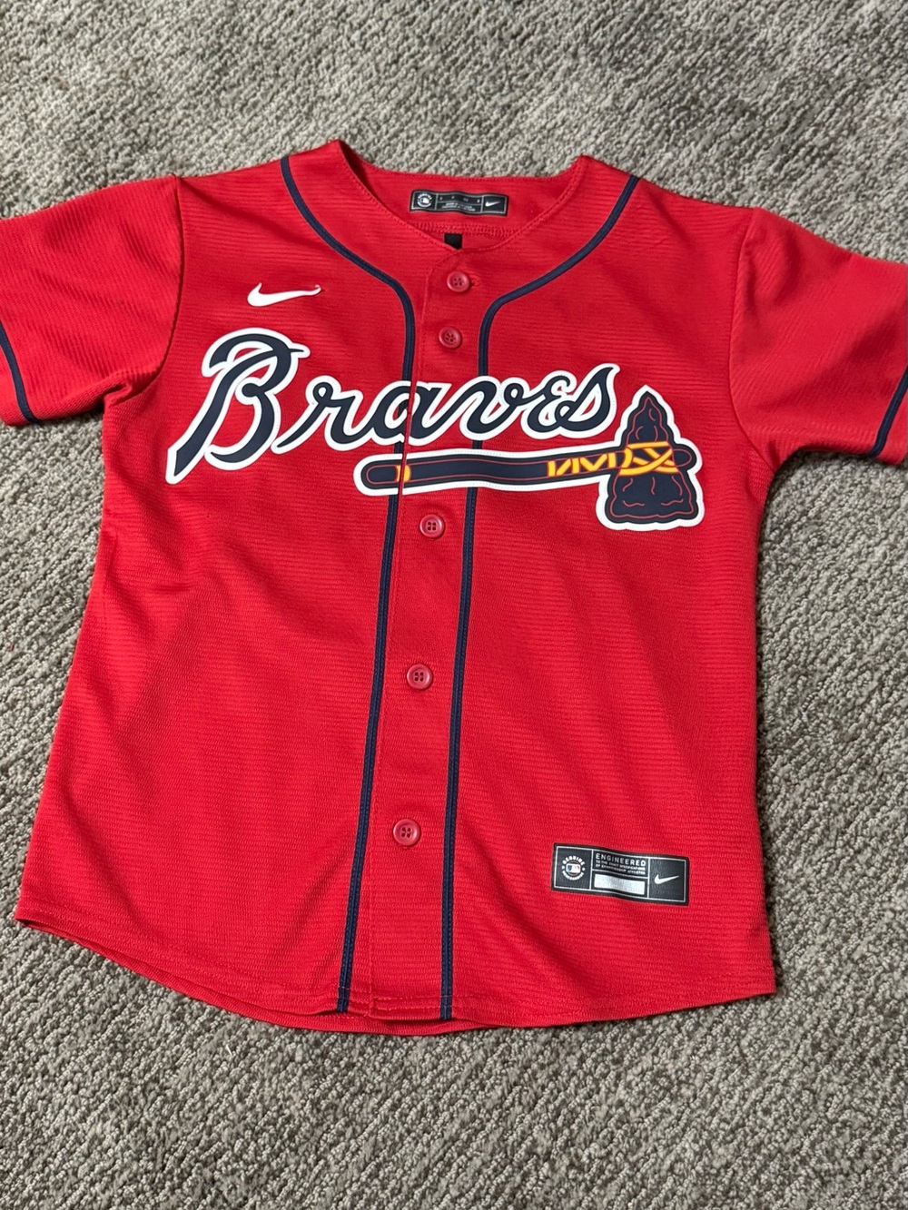 Nike Atlanta Braves Kids' Red Baseball Jersey Acuna Jr